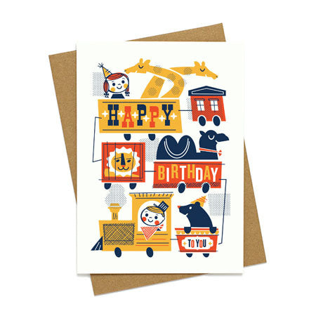 Vintage Birthday Train Card