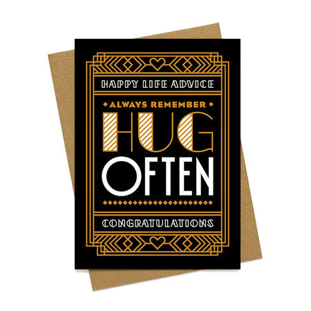 Hug Often Wedding Card