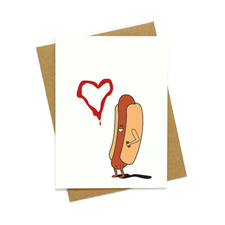 Hot Dog and Ketchup Love Card