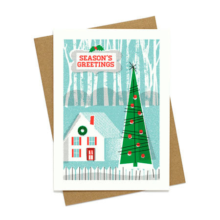 Holiday Cabin Greeting Card